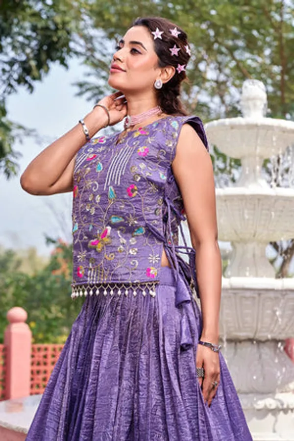 Purple_Pure_Gold_Crush_Lehenga_Choli_Set_For_Women