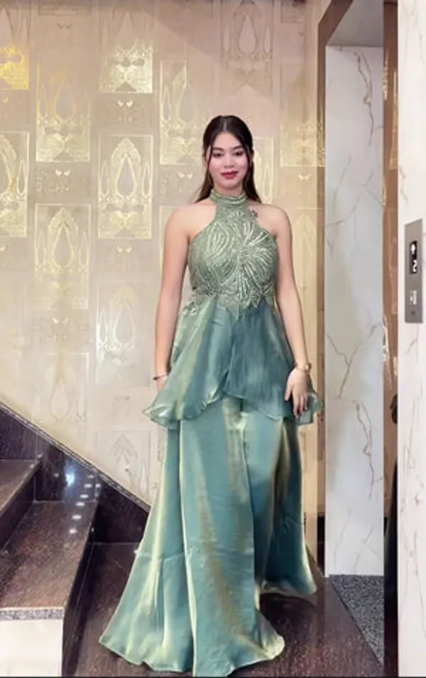 Blue_Heavy_Natural_Crepe_Silk,_Heavy_Pure_Tabby_Organza_Silk_Indo_Western_Set_For_Women