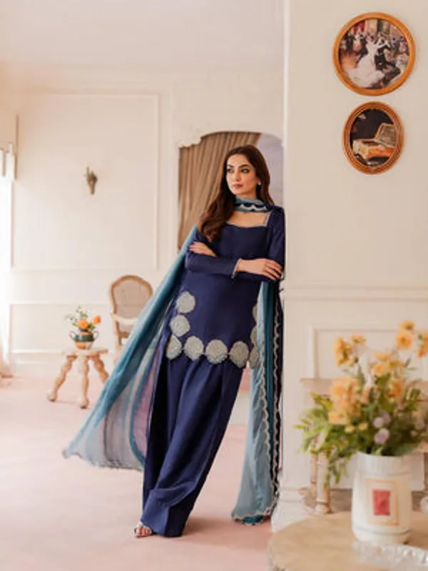 Blue_Heavy_Natural_Crepe_Silk,_Heavy_Pure_Chiffon_Silk_Farshi_Suit_Set_For_Women