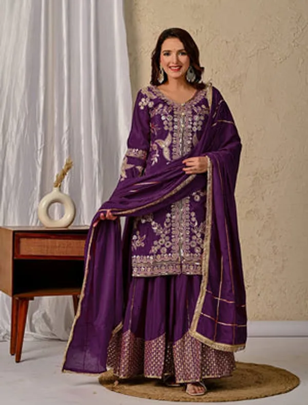 Purple_Heavy_Chiffon_Silk_Sharara_Set_For_Women