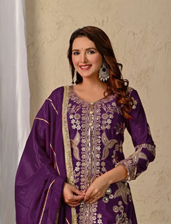 Purple_Heavy_Chiffon_Silk_Sharara_Set_For_Women