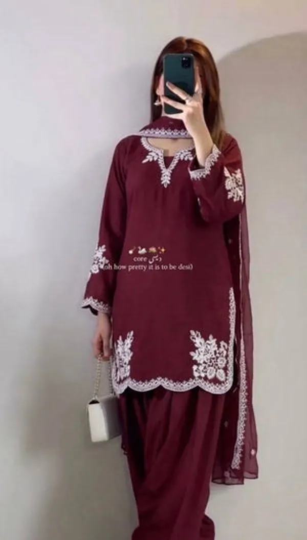 Maroon_Heavy_Fancy_Silk_Pakistani_Suit_Set_For_Women