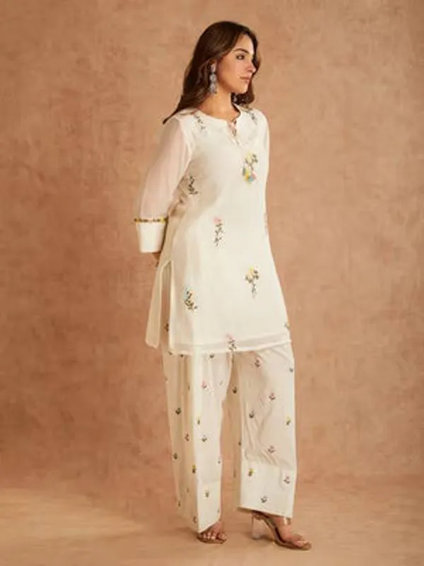 White_Heavy_Roman_Silk,_Heavy_Faux_Georgette_Suit_Set_For_Women