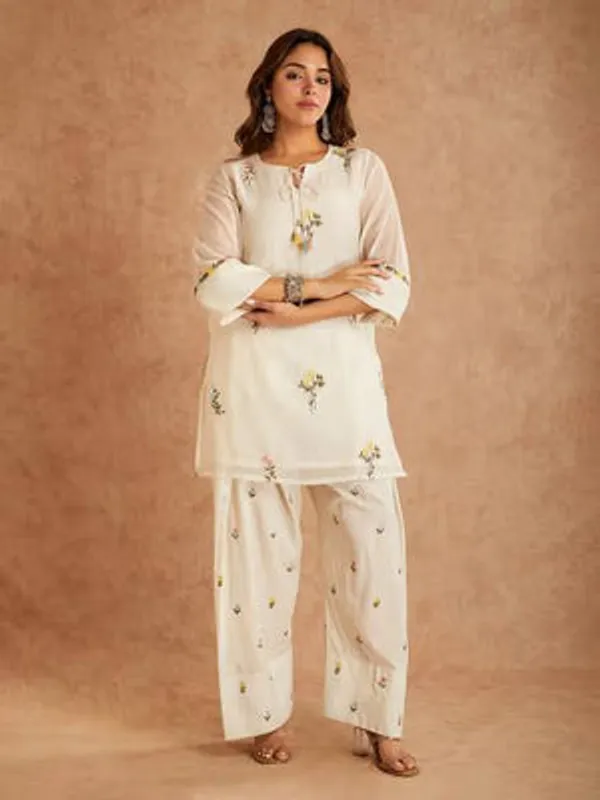 White_Heavy_Roman_Silk,_Heavy_Faux_Georgette_Suit_Set_For_Women
