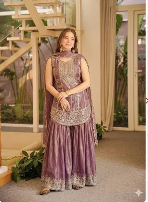 Dusty_Pink_Heavy_Fancy_Silk_Kurta_Sharara_Set_For_Women