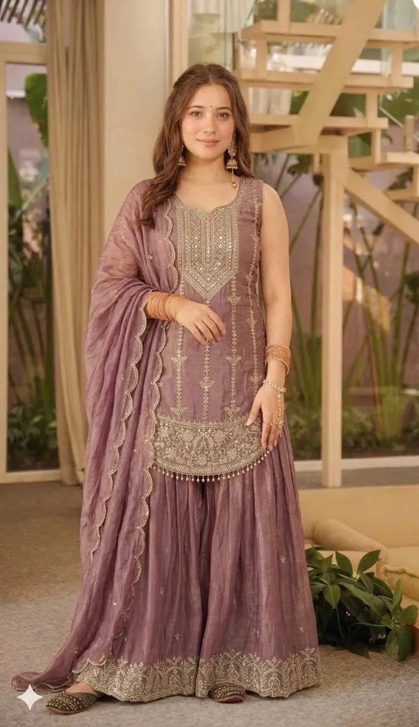 Dusty_Pink_Heavy_Fancy_Silk_Kurta_Sharara_Set_For_Women