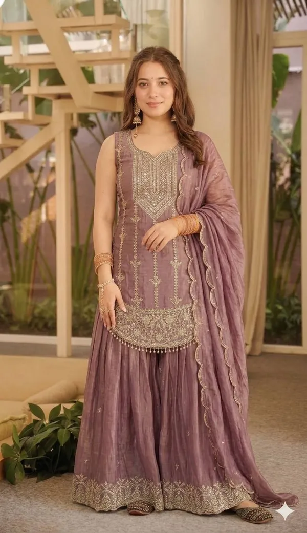 Dusty_Pink_Heavy_Fancy_Silk_Kurta_Sharara_Set_For_Women