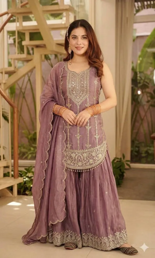 Dusty_Pink_Heavy_Fancy_Silk_Kurta_Sharara_Set_For_Women