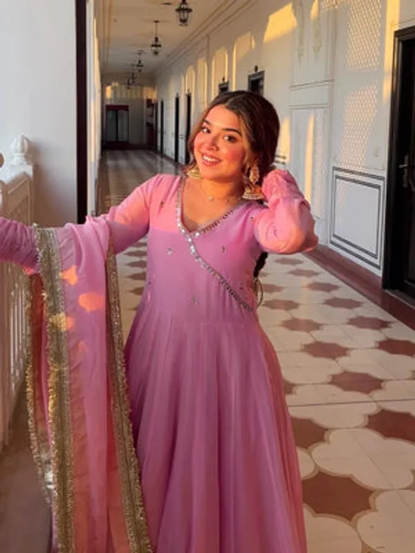 Pink_Heavy_Fendi_Silk,_Heavy_Tabby_Organza_Anarkali_Gown_Set_For_Women