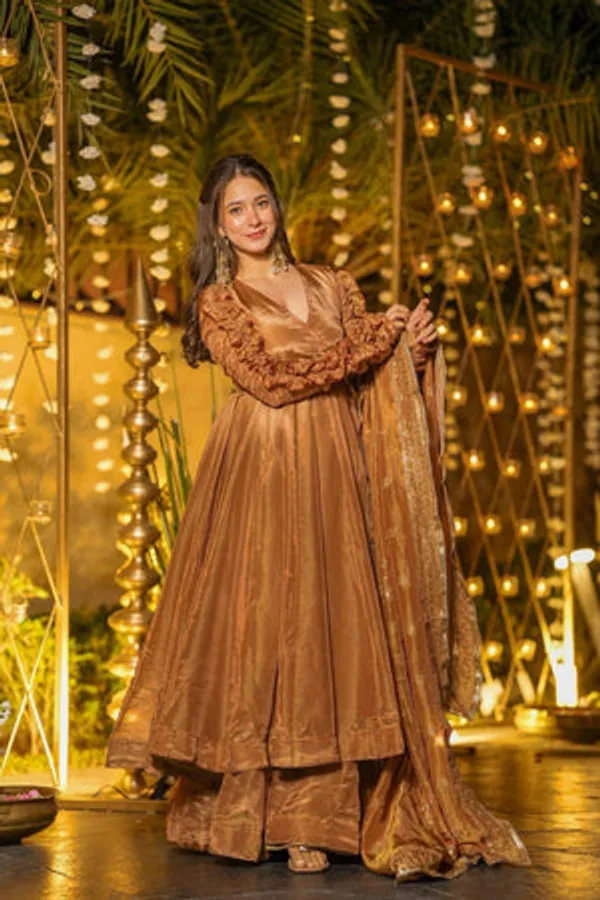 Gold_Heavy_Fendi_Silk_Anarkali_Set_For_Women