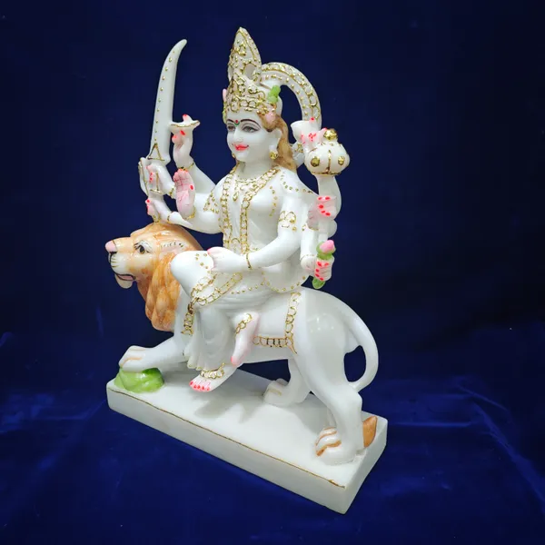 9"_DURGA-MARBLE_DUST_IDOL