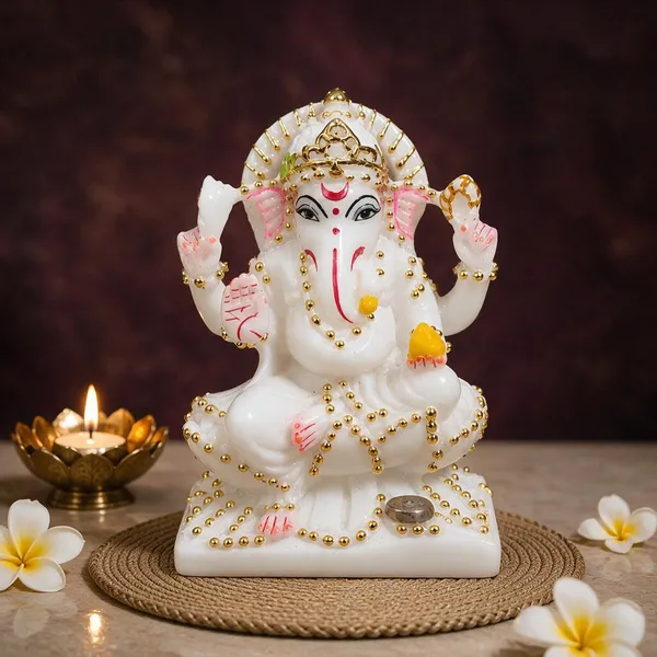 4_Inch_Kamal_Ganesh_Marble_Dust_Idol