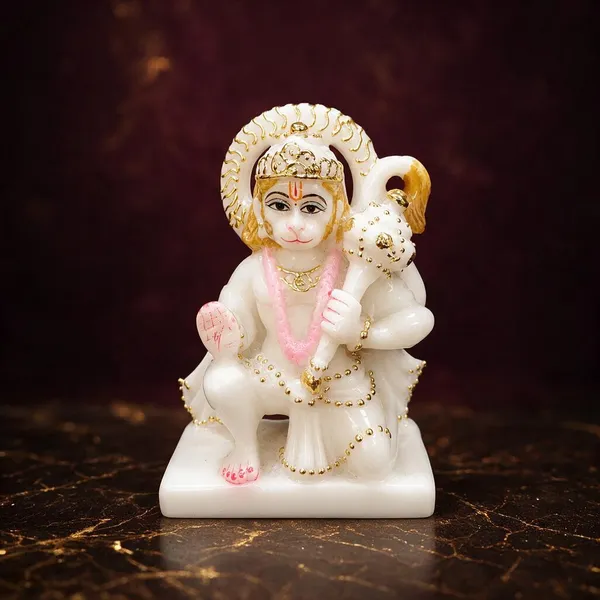 5_Inch_Ashirvad_Hanuman_Marble_Dust_Idol