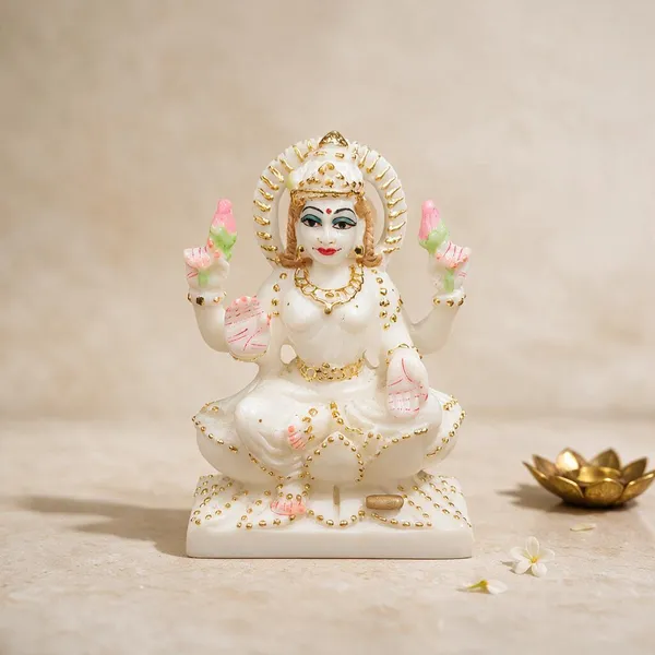 5_Inch_Kamal_Lakshmi_Marble_Dust_Idol