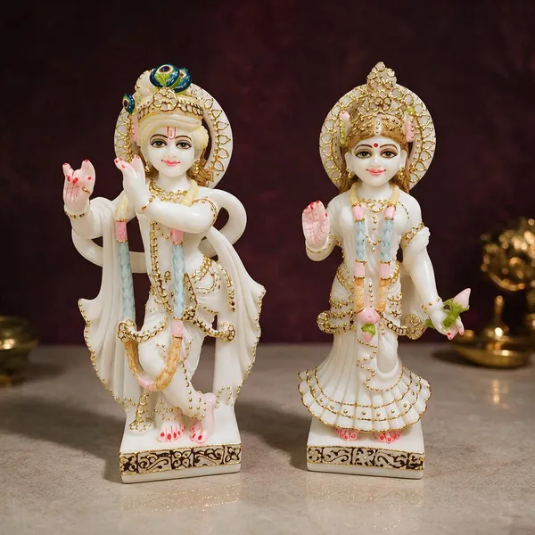 7_Inch_Radha_Krishna_Pagdi_Marble_Dust_Idol