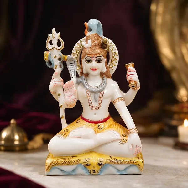 7_Inch_Shiv_Ji_Marble_Dust_Idol_White_&_Gold