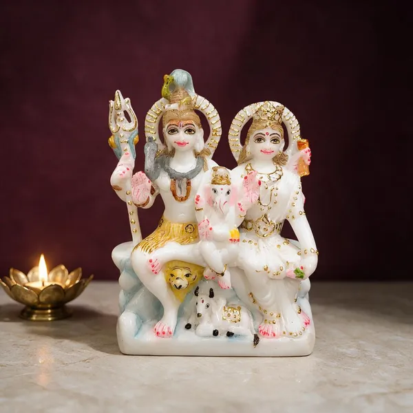 7_Inch_Shiv_Parivar_Marble_Dust_Idol