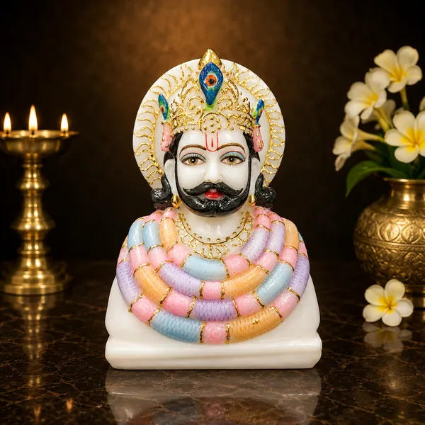 7"_KHATU_SHYAM-MARBLE_DUST_IDOL