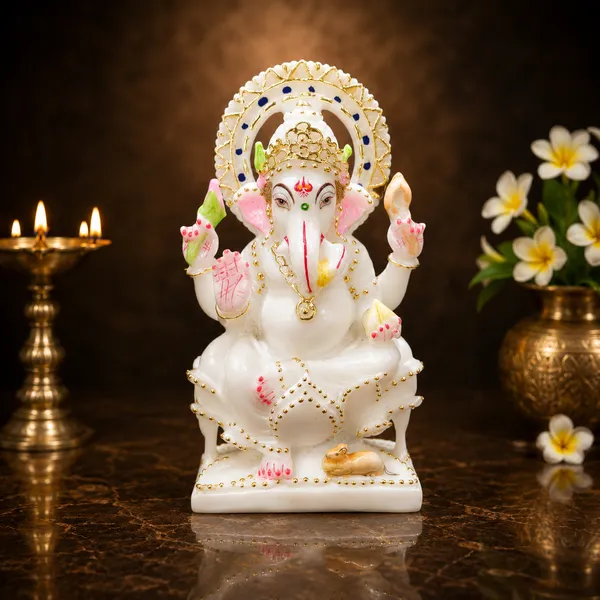 9"_KIRAN_GANESH_JI-MARBLE_DUST_IDOL