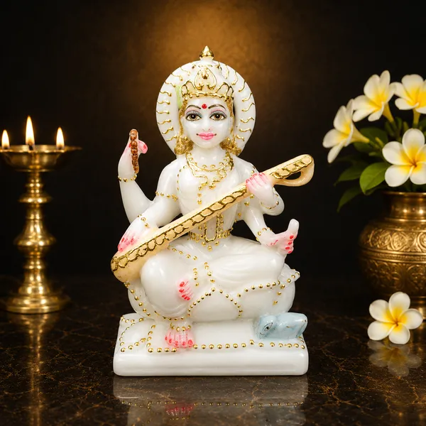 7"_SARASWATI-MARBLE_DUST_IDOL