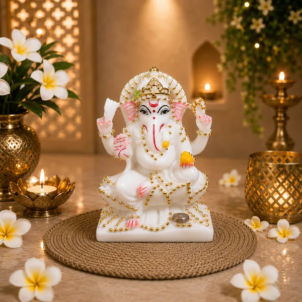 4"_KAMAL_GANESH_JI-MARBLE_DUST_IDOL