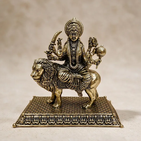 Durga_With_Base_Brass_Antique_Idol