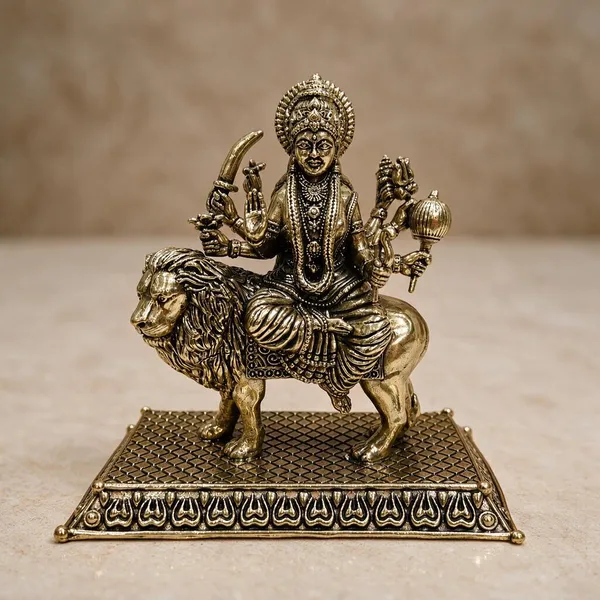 Durga_With_Base_Brass_Antique_Idol