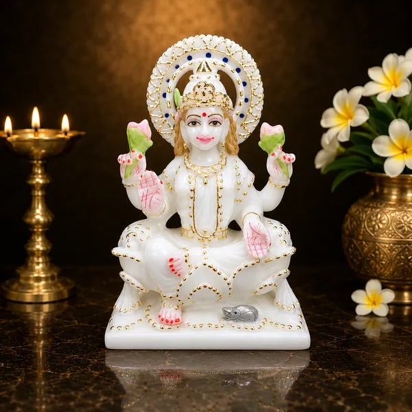 9"_KIRAN_LAXMI_JI-MARBLE_DUST_IDOL