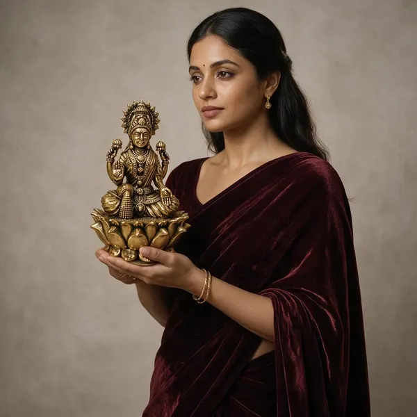 Laxmi_Double_Kamal_Lotus_Brass_Antique_Idol