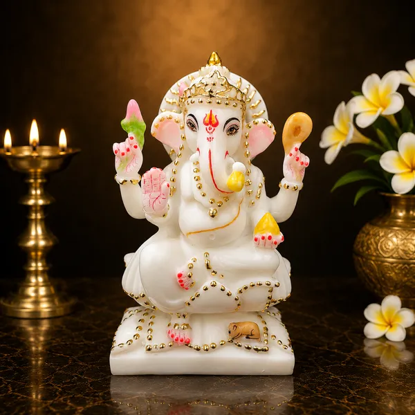 7"_KAMAL_GANESH_JI-MARBLE_DUST_IDOL