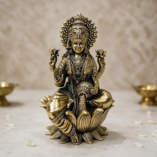 Laxmi_Round_Base_Antique_Brass_Idol