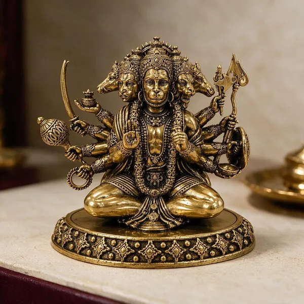 Padmasan_Panchmukhi_Antique_Brass_Idol