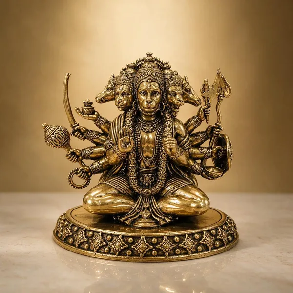 Padmasan_Panchmukhi_Antique_Brass_Idol