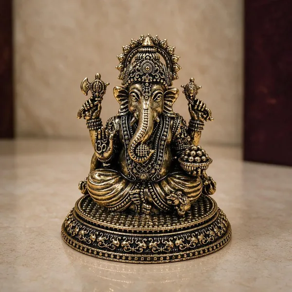 Round_Base_Ganesh_Brass_Antique_Idol