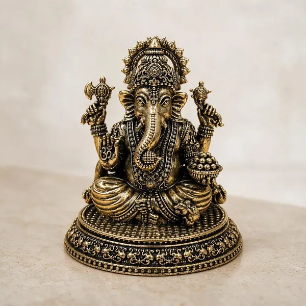 Round_Base_Ganesh_Brass_Antique_Idol