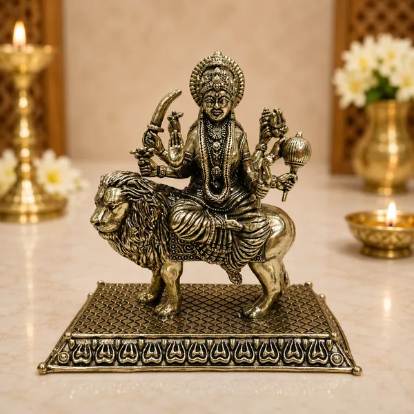 Durga_With_Base_Brass_Antique_Idol