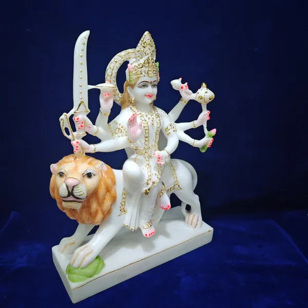 9"_DURGA-MARBLE_DUST_IDOL