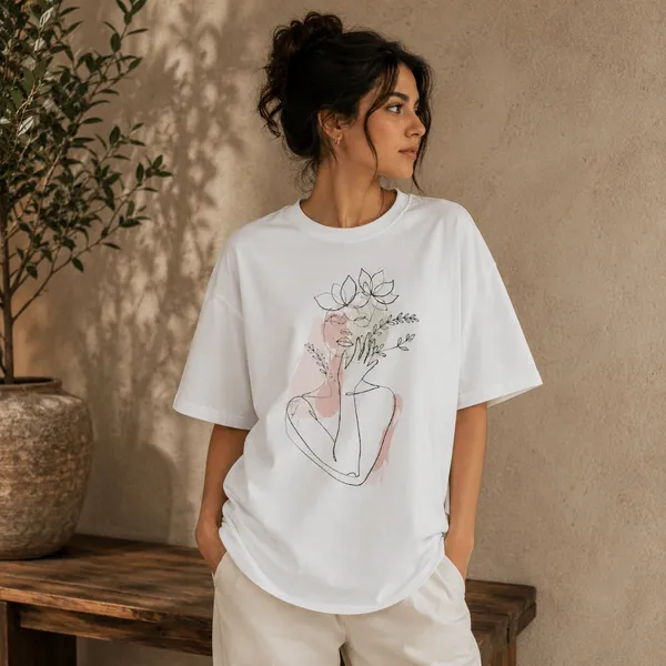 White_Cotton_Blend_Regular_Fit_Floral_Graphic_Oversized_T-Shirt_For_Men