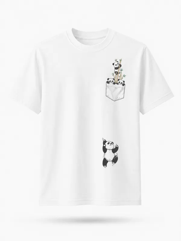 White_Cotton_Regular_Fit_Panda_Graphic_Oversized_T-Shirt_For_Men