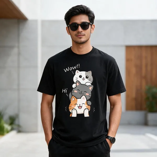 Black_Graphic_Print_Crew_Neck_T-Shirt_for_Unisex