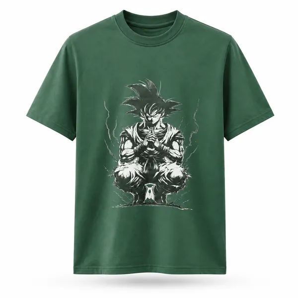 Dark_Green_Cotton_Regular_Fit_Anime_Warrior_Graphic_Oversized_T-Shirt_For_Men