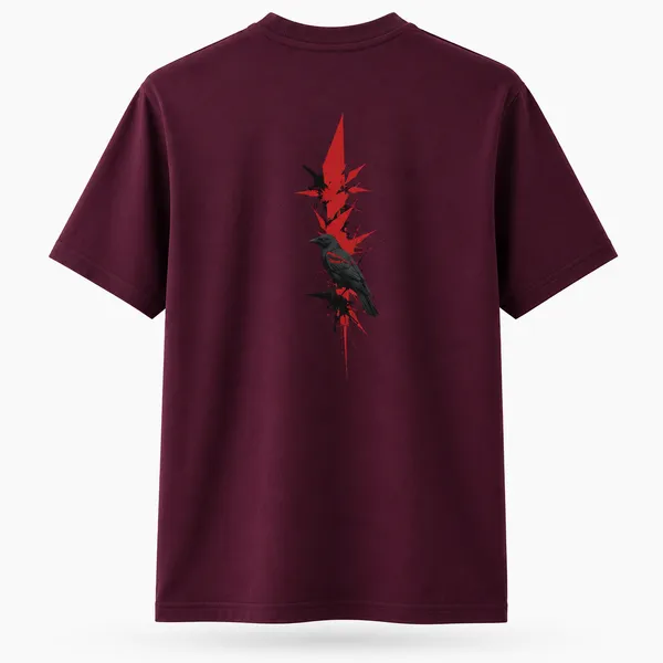 Maroon_Cotton_Blend_Regular_Fit_Graphic_Oversized_T-Shirt_For_Men