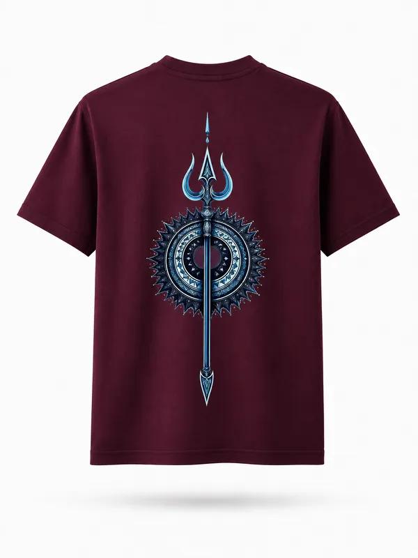 Maroon_Cotton_Blend_Regular_Fit_Graphic_Oversized_T-Shirt_For_Men