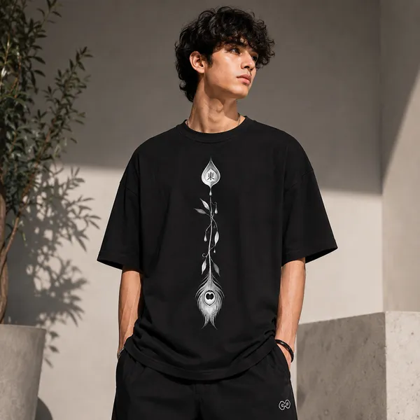 Black_Cotton_Regular_Fit_Botanical_Graphic_Oversized_T-Shirt_For_Men