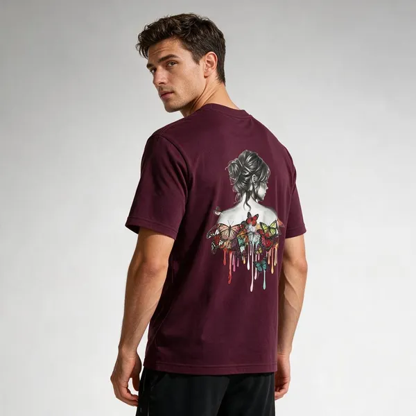 Maroon_Cotton_Blend_Regular_Fit_Artistic_Graphic_Oversized_T-Shirt_For_Men