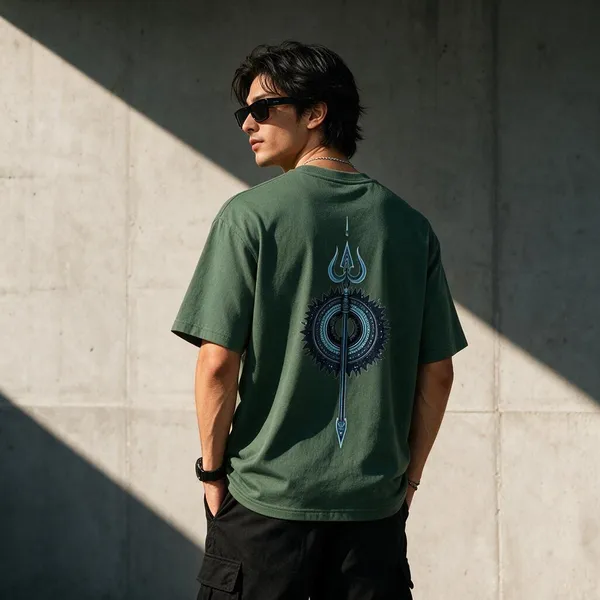Dark_Green_Cotton_Blend_Regular_Fit_Graphic_Oversized_T-Shirt_For_Men