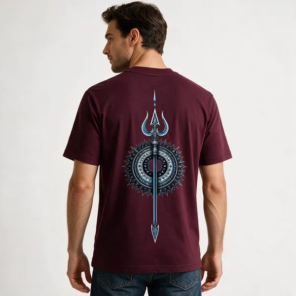 Maroon_Cotton_Blend_Regular_Fit_Graphic_Oversized_T-Shirt_For_Men
