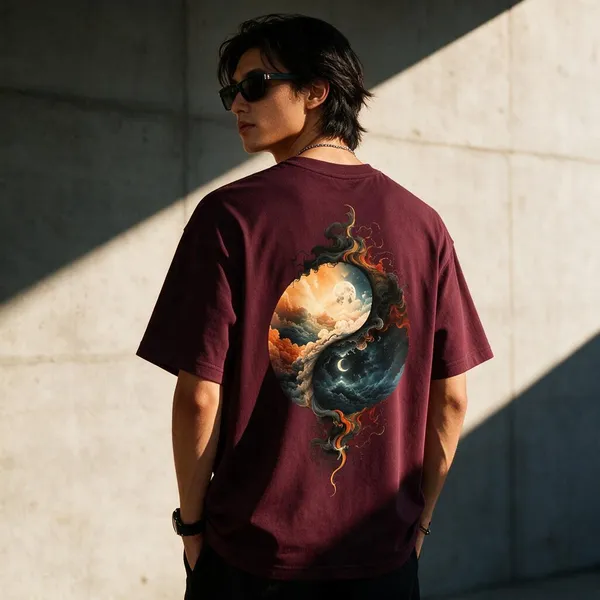 Maroon_Cotton_Blend_Regular_Fit_Celestial_Graphic_Oversized_T-Shirt_For_Men