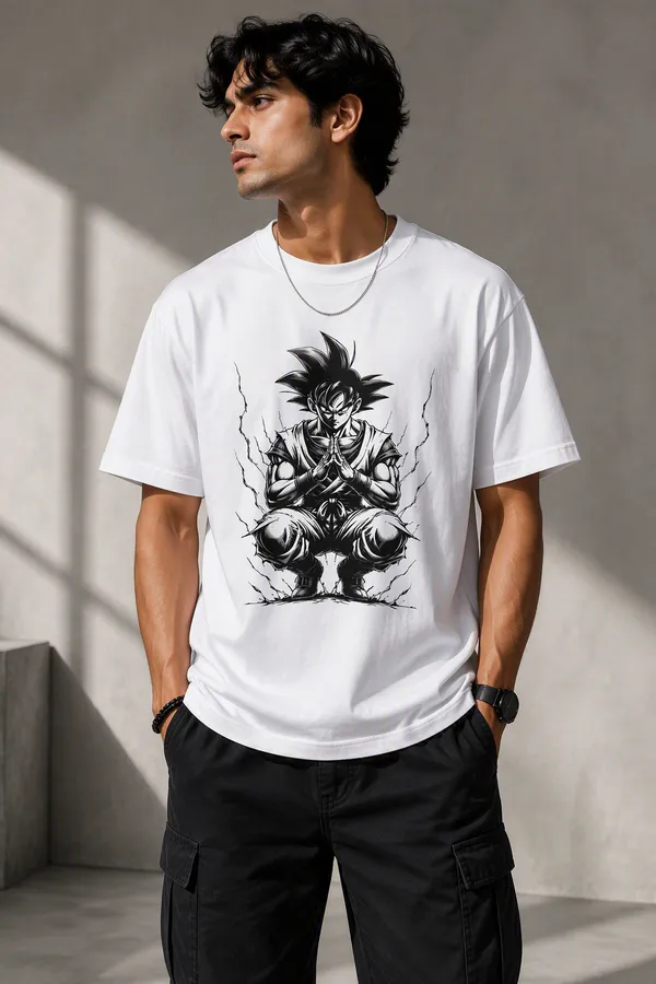 White_Cotton_Regular_Fit_Anime_Warrior_Graphic_Oversized_T-Shirt_For_Men