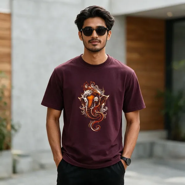 Burgundy_Graphic_Crew_Neck_T-Shirt_for_Men
